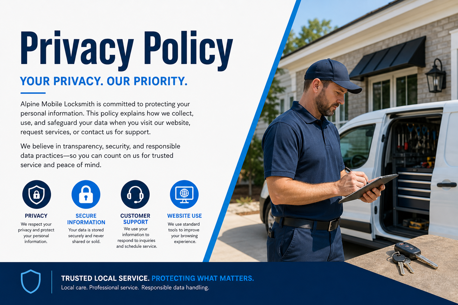Privacy policy for Alpine Mobile Locksmith website visitors and callers